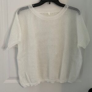 Amazon White Short Sleeve Mesh Top